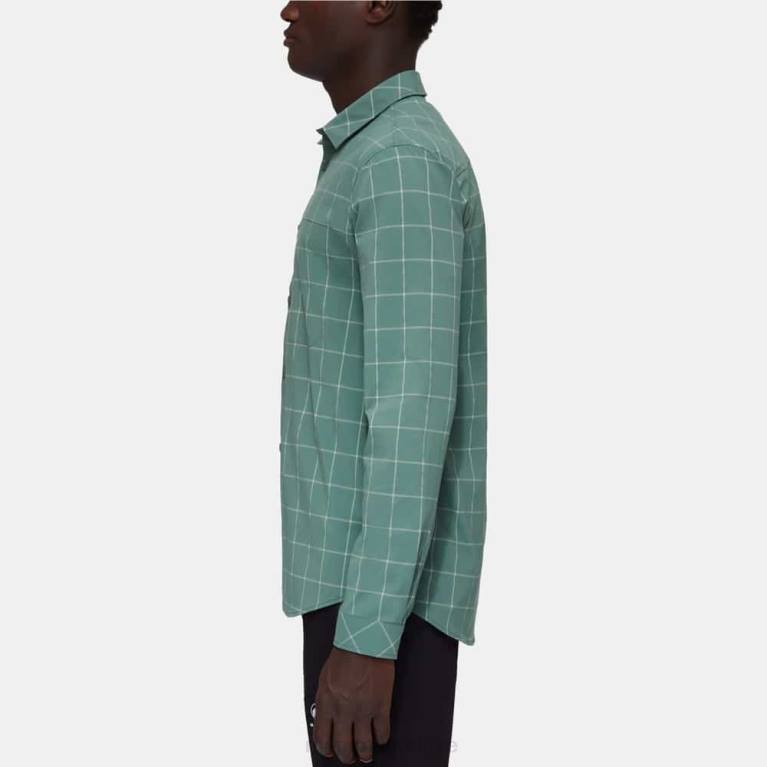 Mammut dağ uzun kollu gömlek Giyim koyu yeşim-yeşim erkekler LV8J1028