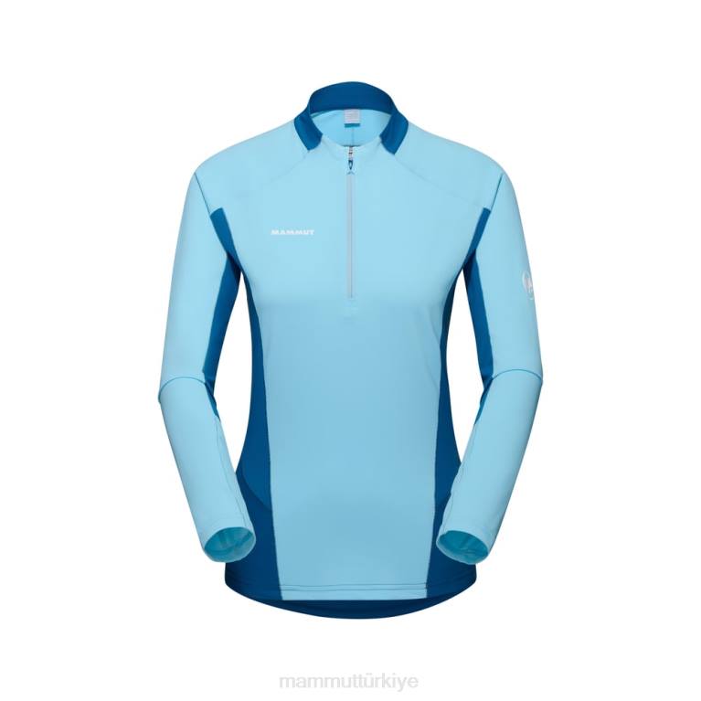 Mammut aenergy fl yarım fermuarlı uzun kollu Giyim soğuk mavi-derin buz kadınlar LV8J848